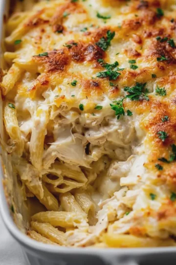 Sela Easy Dump and Bake Chicken Alfredo Pasta Casserole