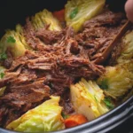 Slow Cooker Shredded Beef and Tender Cabbage Wedges