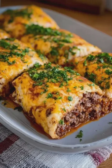 Cheesy Oven-Baked Beef Burritos